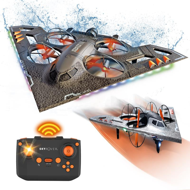 ALPHA GROUP 3-In-1 RC Jet Plane Remote Control Airplane Air Land Water RC Airplane Fighter Jet Drone Toy for Kids & Adults with 2.4 Ghz Control LED Lights & Safe Foam Construction