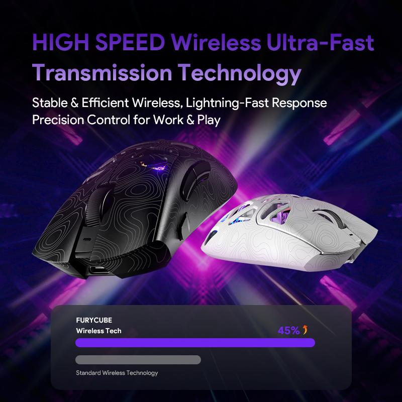 FURYCUBE G11 Tri-Mode Gaming Mouse PAW 3311 2.4G Bluetooth Wired Rechargeable RGB Lighting Optical Sensor for Gaming & Office Accessories Birthday Gifts for BF