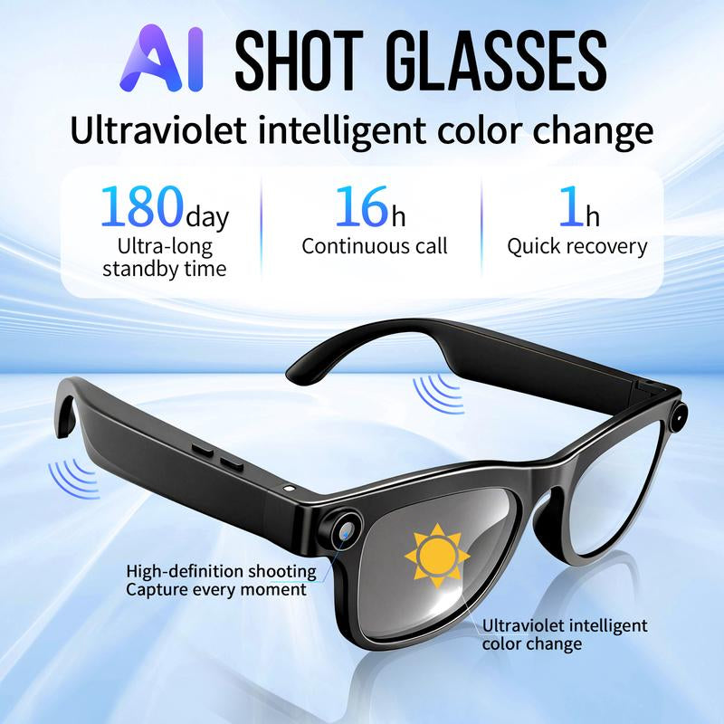 Valentine'S Day Gift: 8MP Camera Glasses | HD Calling + Real-Time Translation, Dual-Mode Switching for Outdoor/Work Settings, AI Smart Capture—Essential Gear for Cross-Border Travel, Office Commutes, and Business Trips