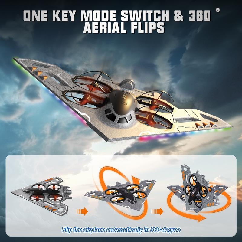 ALPHA GROUP 3-In-1 RC Jet Plane Remote Control Airplane Air Land Water RC Airplane Fighter Jet Drone Toy for Kids & Adults with 2.4 Ghz Control LED Lights & Safe Foam Construction