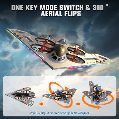 ALPHA GROUP 3-In-1 RC Jet Plane Remote Control Airplane Air Land Water RC Airplane Fighter Jet Drone Toy for Kids & Adults with 2.4 Ghz Control LED Lights & Safe Foam Construction